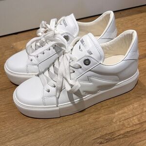 Zadig & Voltaire Women's Classic White Leather Sneakers, La Flash